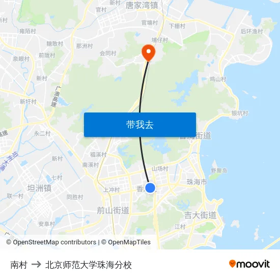 南村 to 北京师范大学珠海分校 map