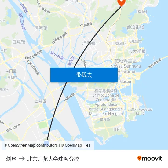 斜尾 to 北京师范大学珠海分校 map
