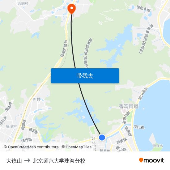 大镜山 to 北京师范大学珠海分校 map