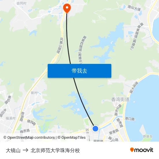 大镜山 to 北京师范大学珠海分校 map