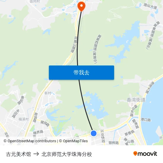 古元美术馆 to 北京师范大学珠海分校 map