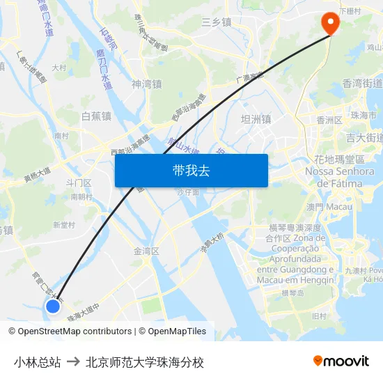 小林总站 to 北京师范大学珠海分校 map