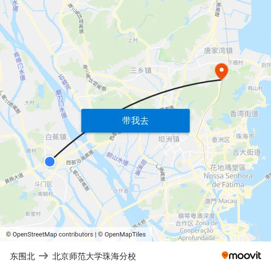 东围北 to 北京师范大学珠海分校 map