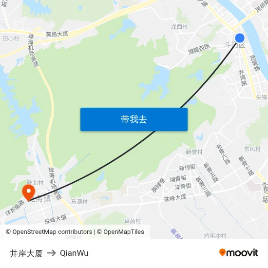 井岸大厦 to QianWu map