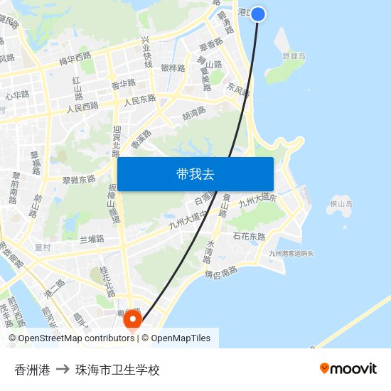 香洲港 to 珠海市卫生学校 map
