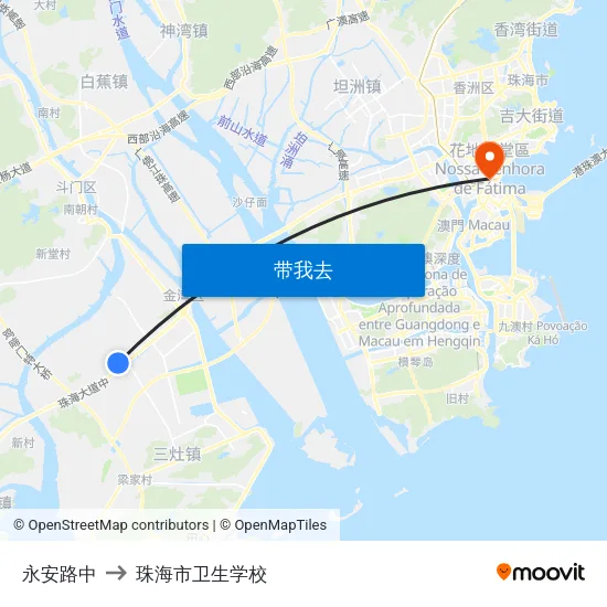 永安路中 to 珠海市卫生学校 map