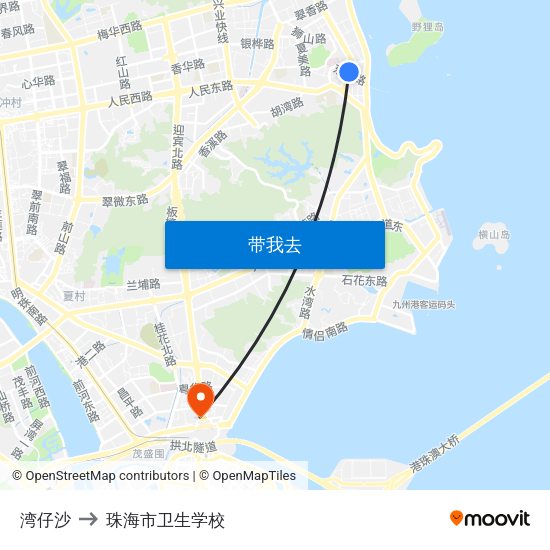 湾仔沙 to 珠海市卫生学校 map