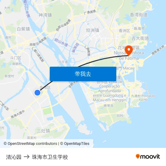 清沁园 to 珠海市卫生学校 map