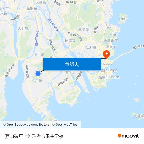 荔山砖厂 to 珠海市卫生学校 map