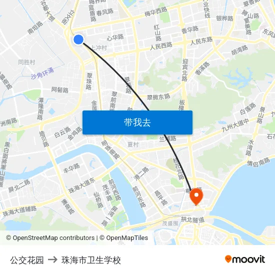 公交花园 to 珠海市卫生学校 map