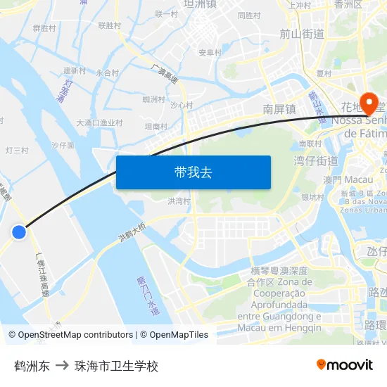 鹤洲东 to 珠海市卫生学校 map