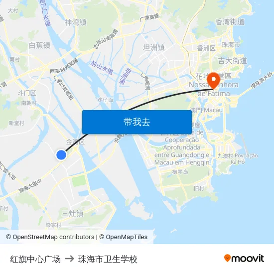 红旗中心广场 to 珠海市卫生学校 map