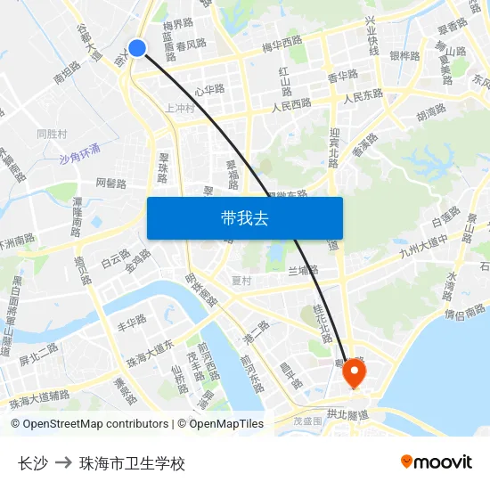 长沙 to 珠海市卫生学校 map