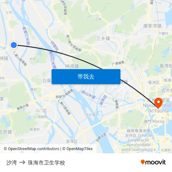 沙湾 to 珠海市卫生学校 map