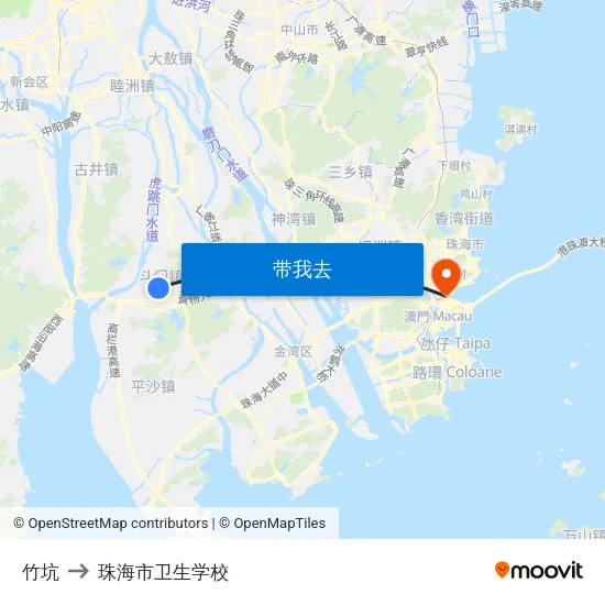 竹坑 to 珠海市卫生学校 map