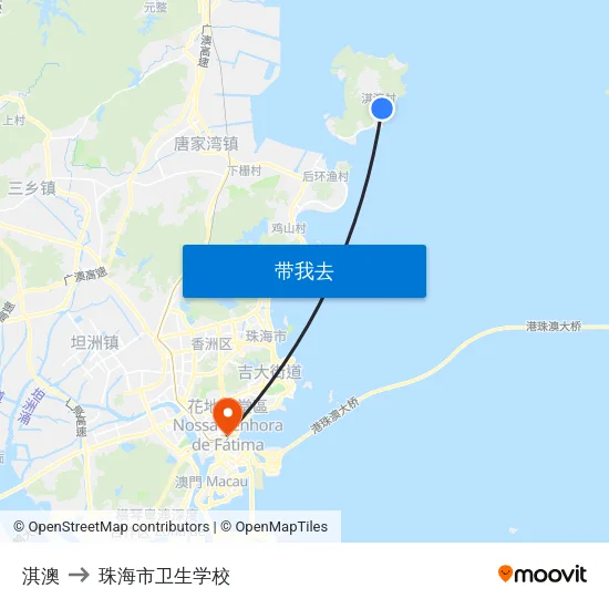 淇澳 to 珠海市卫生学校 map