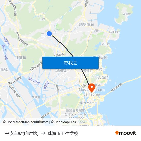 平安车站(临时站) to 珠海市卫生学校 map