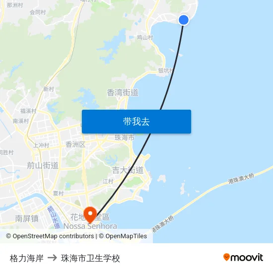 格力海岸 to 珠海市卫生学校 map