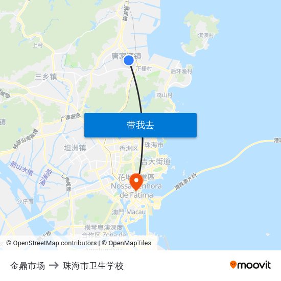 金鼎市场 to 珠海市卫生学校 map