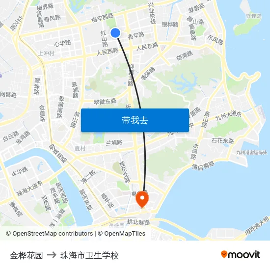 金桦花园 to 珠海市卫生学校 map