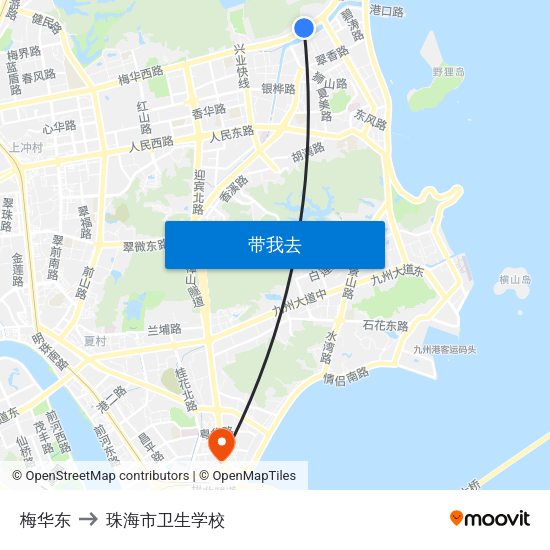 梅华东 to 珠海市卫生学校 map