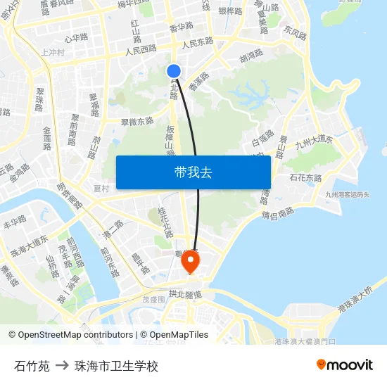 石竹苑 to 珠海市卫生学校 map