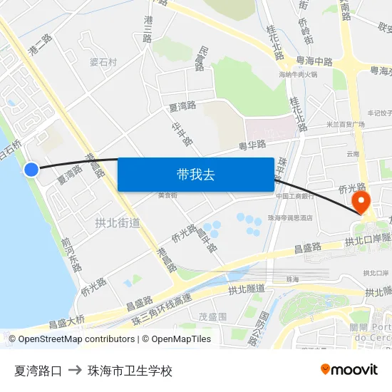 夏湾路口 to 珠海市卫生学校 map