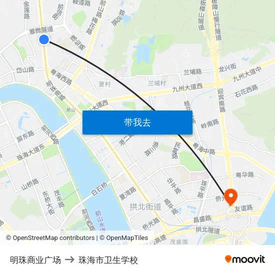 明珠商业广场 to 珠海市卫生学校 map