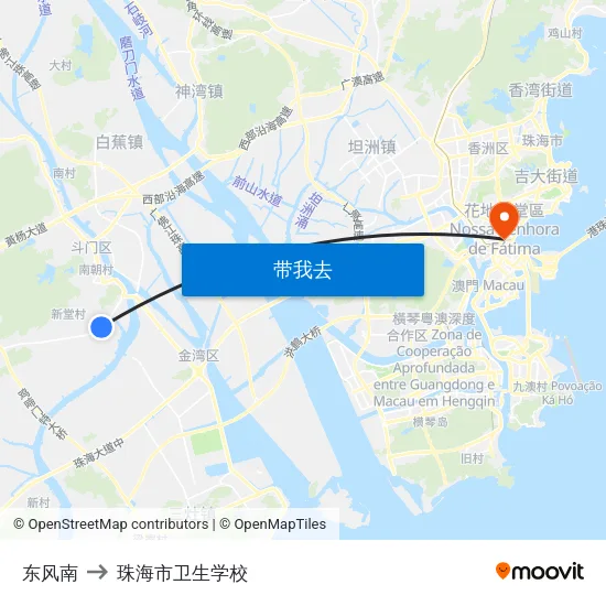 东风南 to 珠海市卫生学校 map
