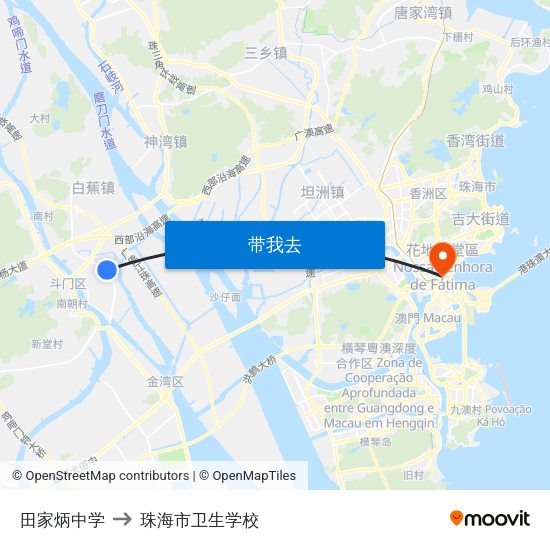 田家炳中学 to 珠海市卫生学校 map