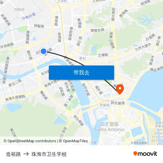 造裕路 to 珠海市卫生学校 map