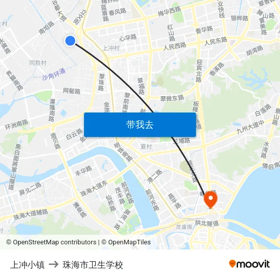 上冲小镇 to 珠海市卫生学校 map