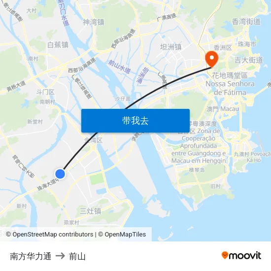 南方华力通 to 前山 map