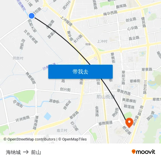 海纳城 to 前山 map