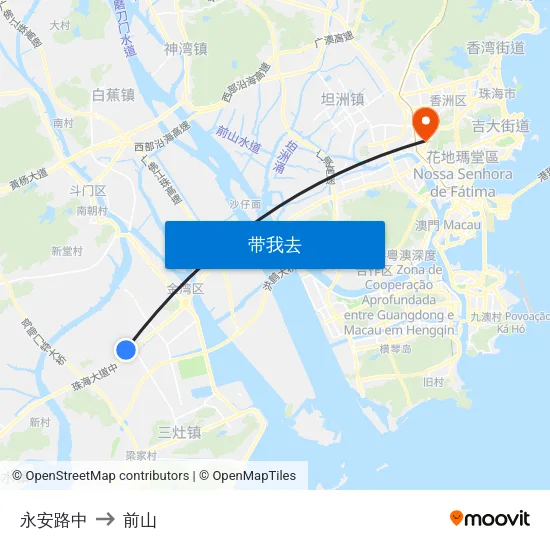 永安路中 to 前山 map