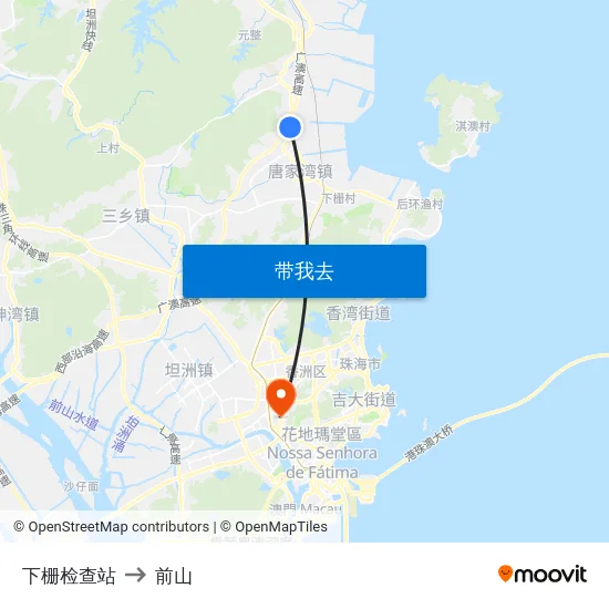 下栅检查站 to 前山 map