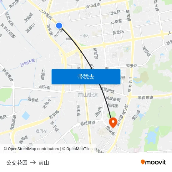 公交花园 to 前山 map