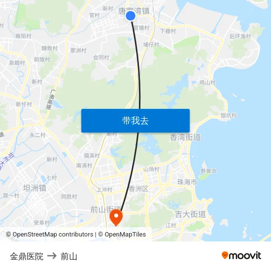 金鼎医院 to 前山 map