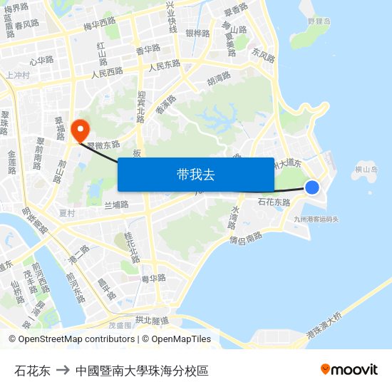 石花东 to 中國暨南大學珠海分校區 map