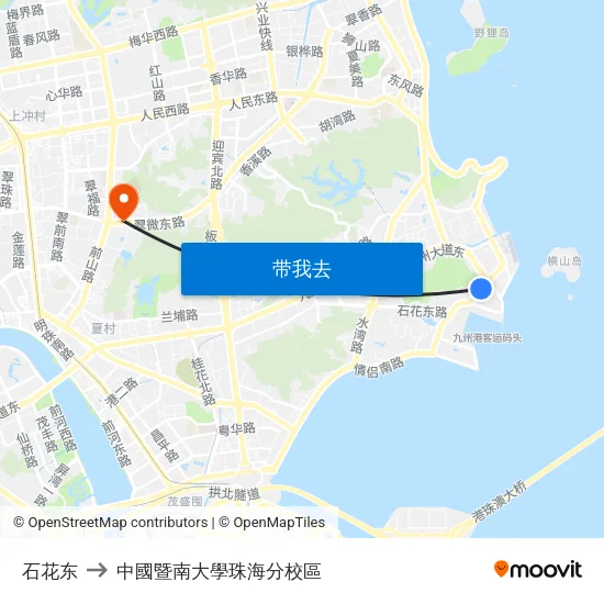 石花东 to 中國暨南大學珠海分校區 map