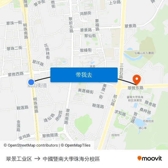 翠景工业区 to 中國暨南大學珠海分校區 map
