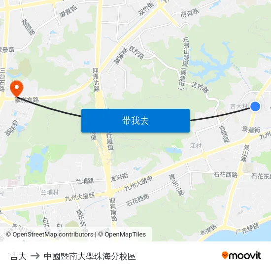 吉大 to 中國暨南大學珠海分校區 map