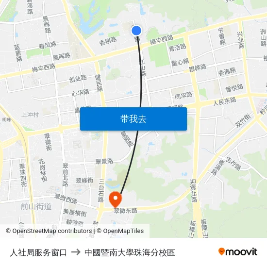 人社局服务窗口 to 中國暨南大學珠海分校區 map