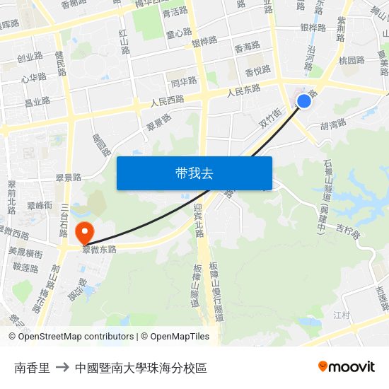 南香里 to 中國暨南大學珠海分校區 map