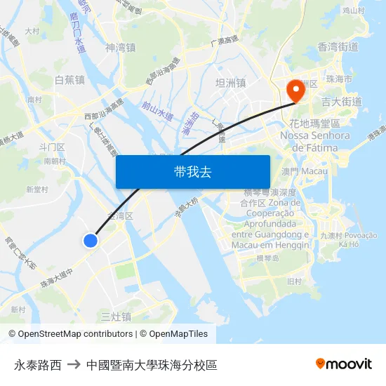 永泰路西 to 中國暨南大學珠海分校區 map