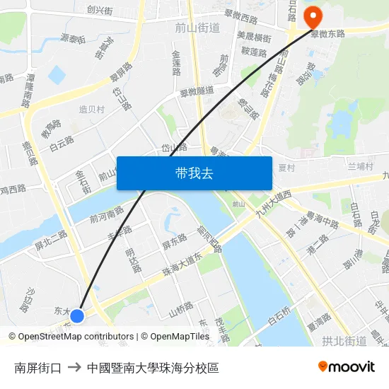 南屏街口 to 中國暨南大學珠海分校區 map
