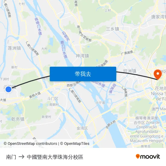 南门 to 中國暨南大學珠海分校區 map