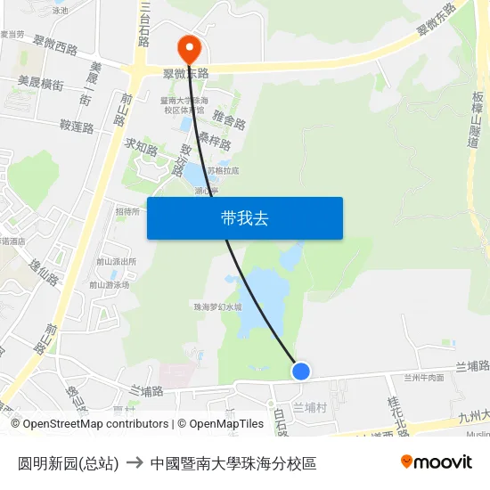 圆明新园(总站) to 中國暨南大學珠海分校區 map