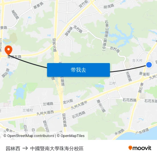 园林西 to 中國暨南大學珠海分校區 map