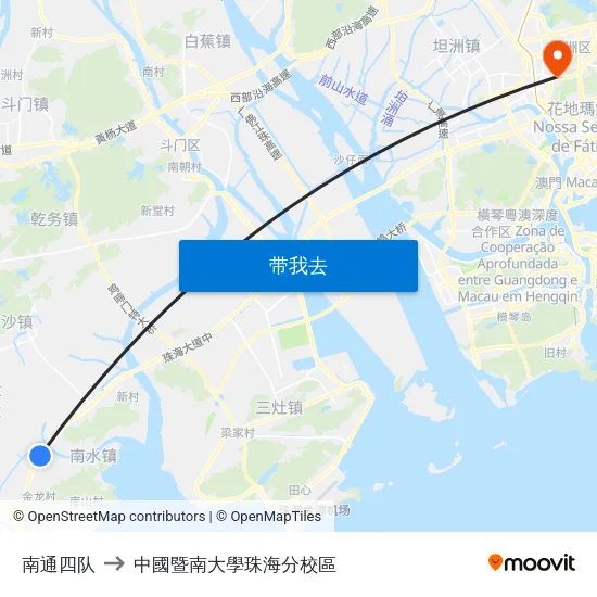 南通四队 to 中國暨南大學珠海分校區 map